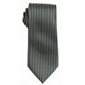 Stock Black Vertical Striped Polyester Tie